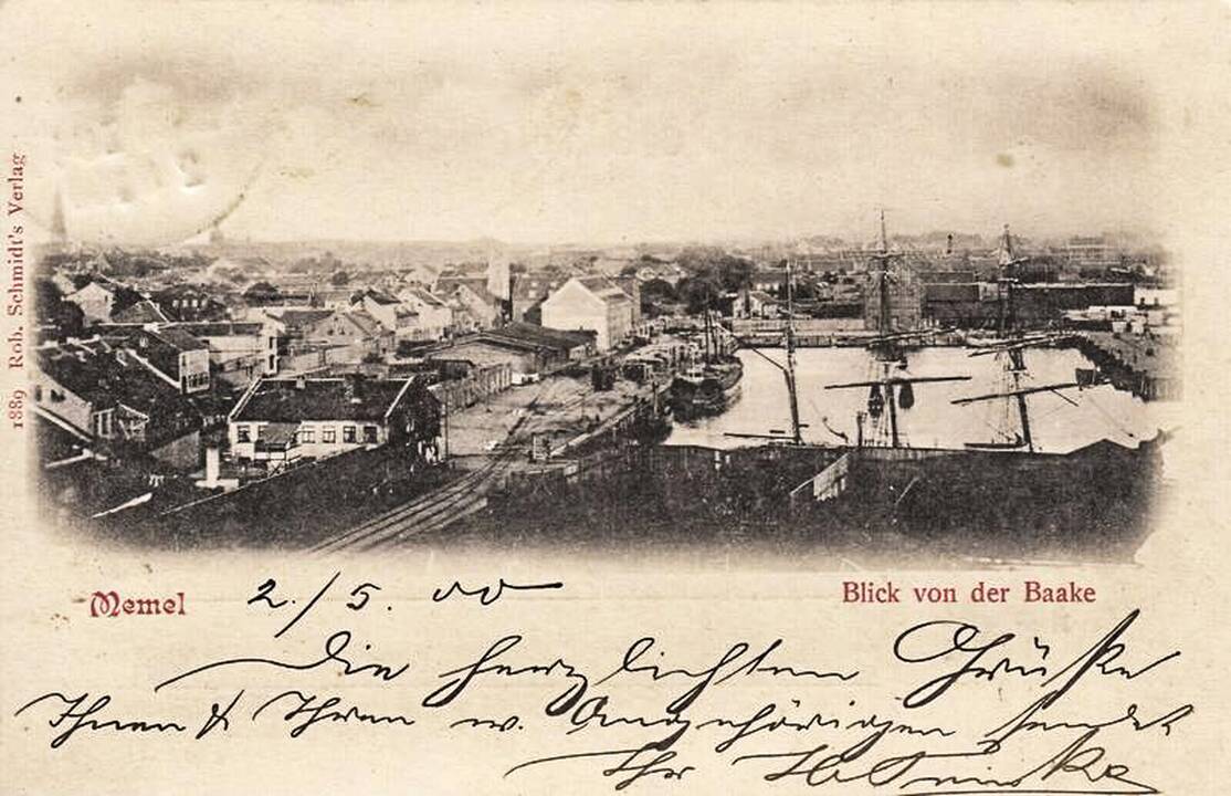 Vieta: Mėmelio uosto vaizdas 1889 m.