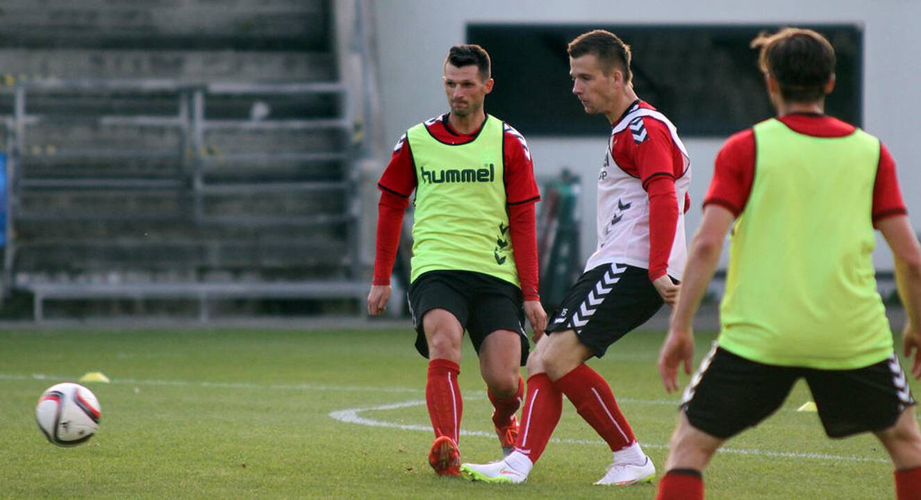 Lietuvos futbolo rinktinės treniruotė prieš mačą su estais