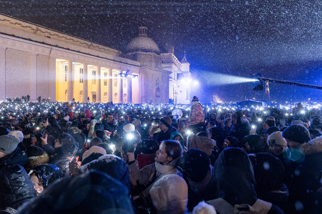 Sostinės Katedros aikštėje įžiebta Kalėdų eglė