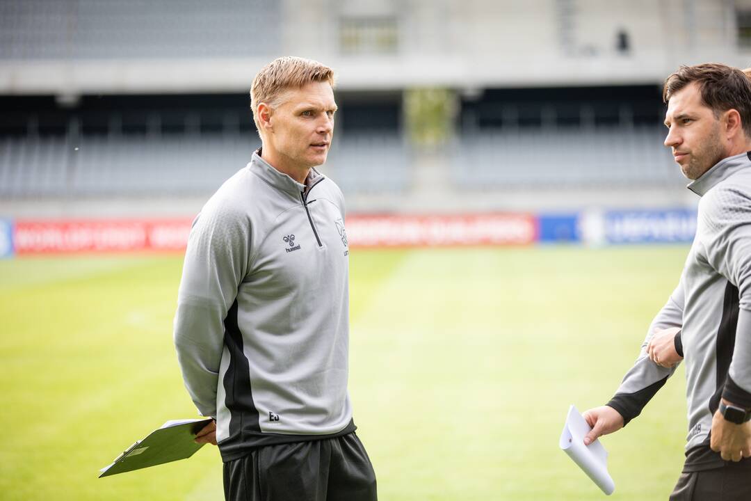 Lietuvos futbolo rinktinės treniruotė prieš rungtynes su Juodkalnija