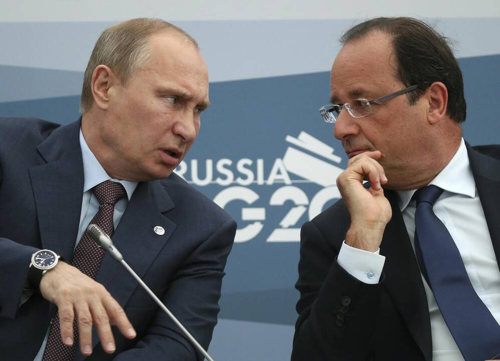 V.Putinas ir F. Hollande'as aptarė tarptautines pastangas Ukrainos krizei išspręsti