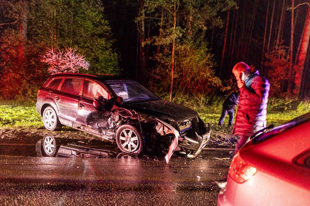 Nemenčinės plente – dviejų „Audi“ automobilių avarija