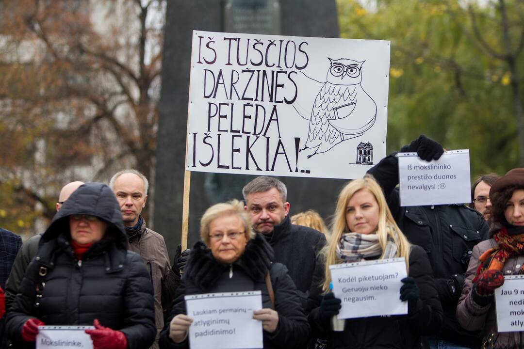 Mokslininkai surengė piketą dėl mažų atlyginimų