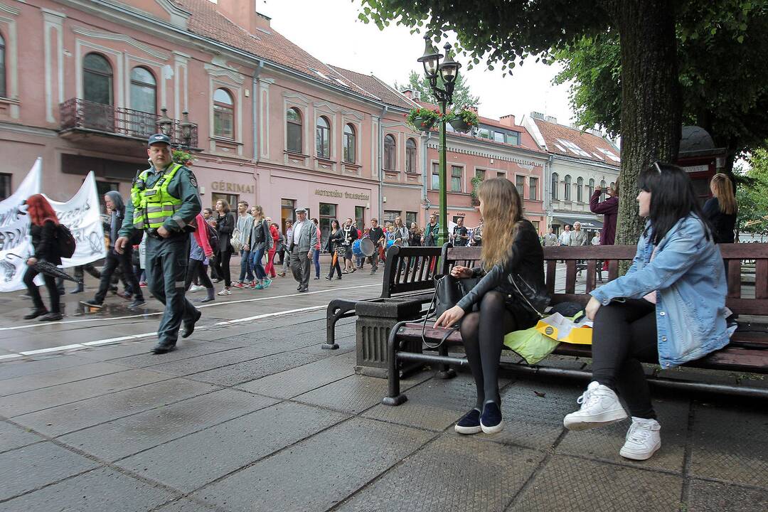 Protestivalio dalyviai okupuoja Miesto sodą