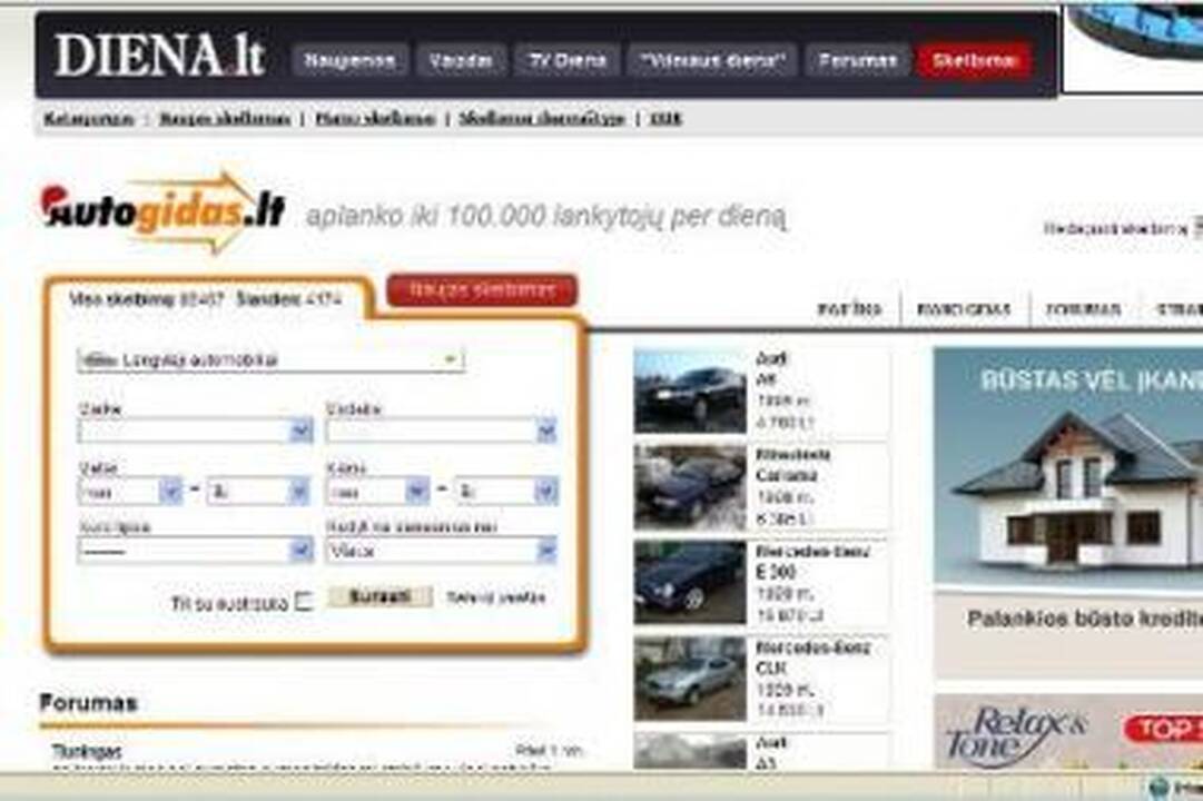 Portale Diena.lt – 100 tūkst. autogidas.lt skelbimų