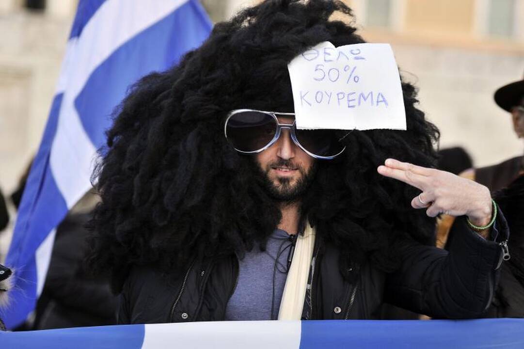 Euro zonos finansų vadovų susitikimo išvakarėse - protestai Graikijoje