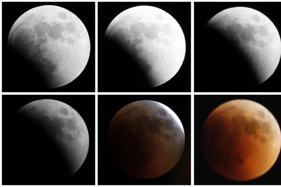 Visiškas užtemimas nudažė Mėnulį kraujo raudonumo spalva