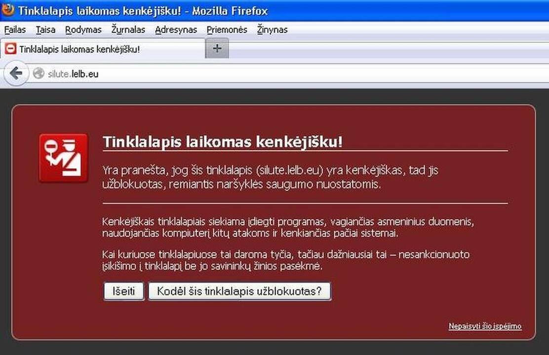 Bažnyčios internetinis puslapis skelbiamas kenkėjišku