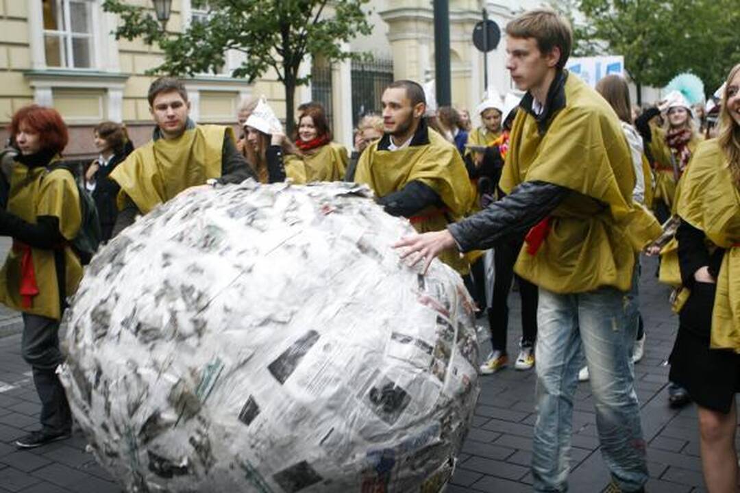Gedimino prospektą Vilniuje užtvindė studentų eitynės