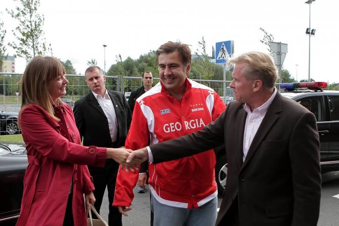Gruzijos prezidentas iš oro uosto atlėkė į Klaipėdos areną