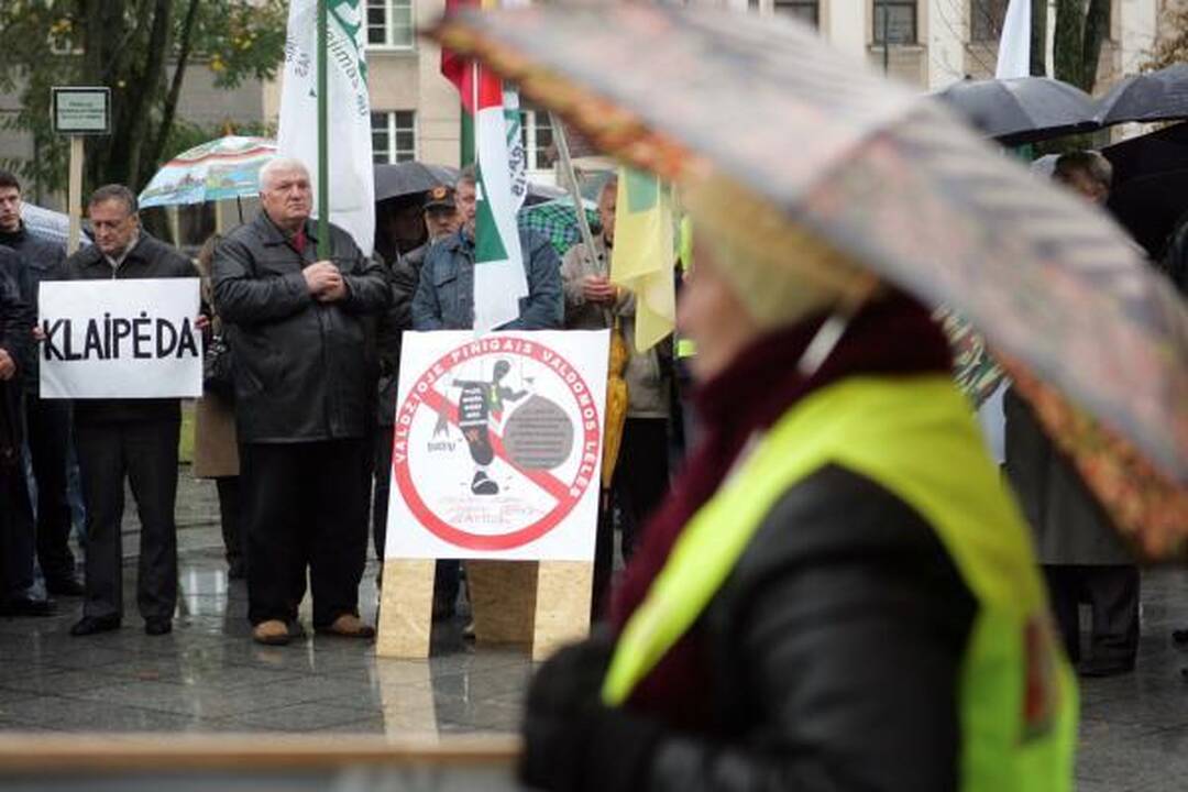 Po Vyriausybės langais - protestas "dėl išvogtos Lietuvos"