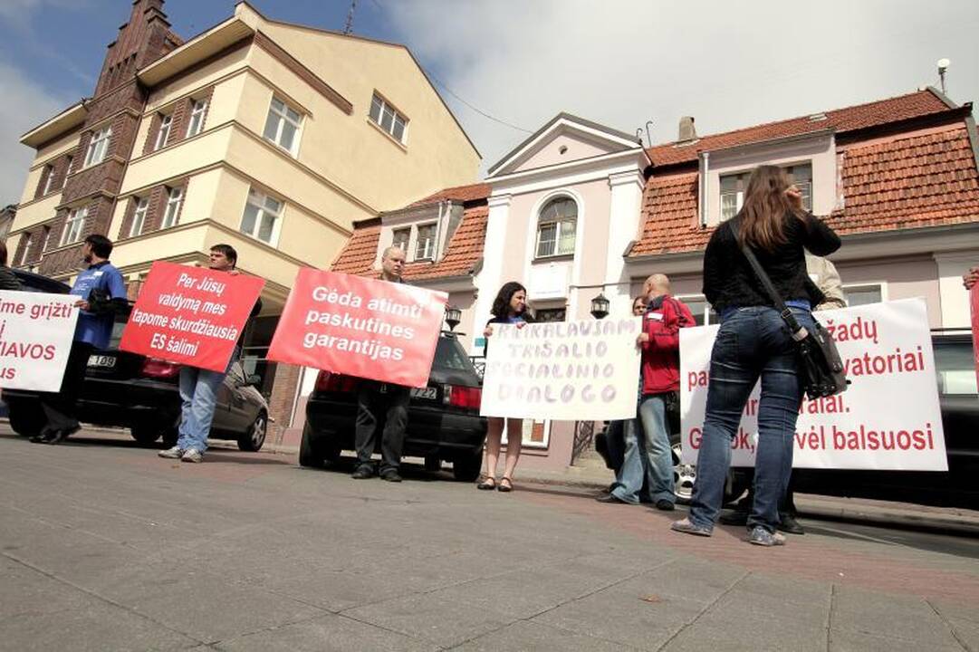Klaipėdiečiai protestavo prieš Darbo kodekso pataisas