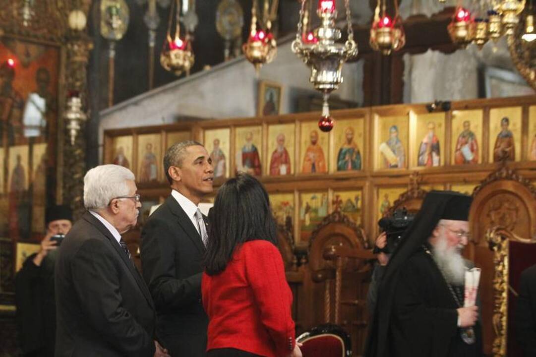B.Obama aplankė Viešpaties gimimo bažnyčią Betliejuje