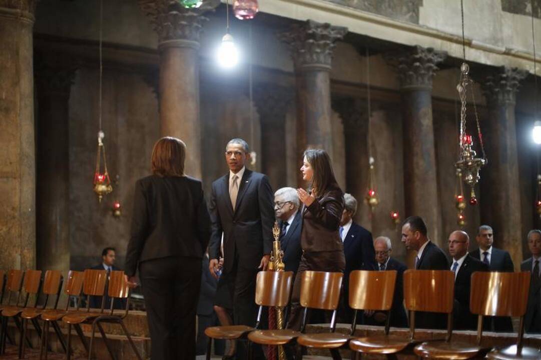 B.Obama aplankė Viešpaties gimimo bažnyčią Betliejuje