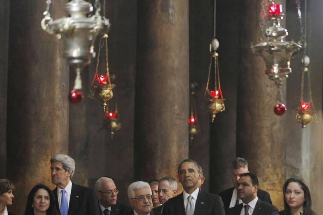 B.Obama aplankė Viešpaties gimimo bažnyčią Betliejuje