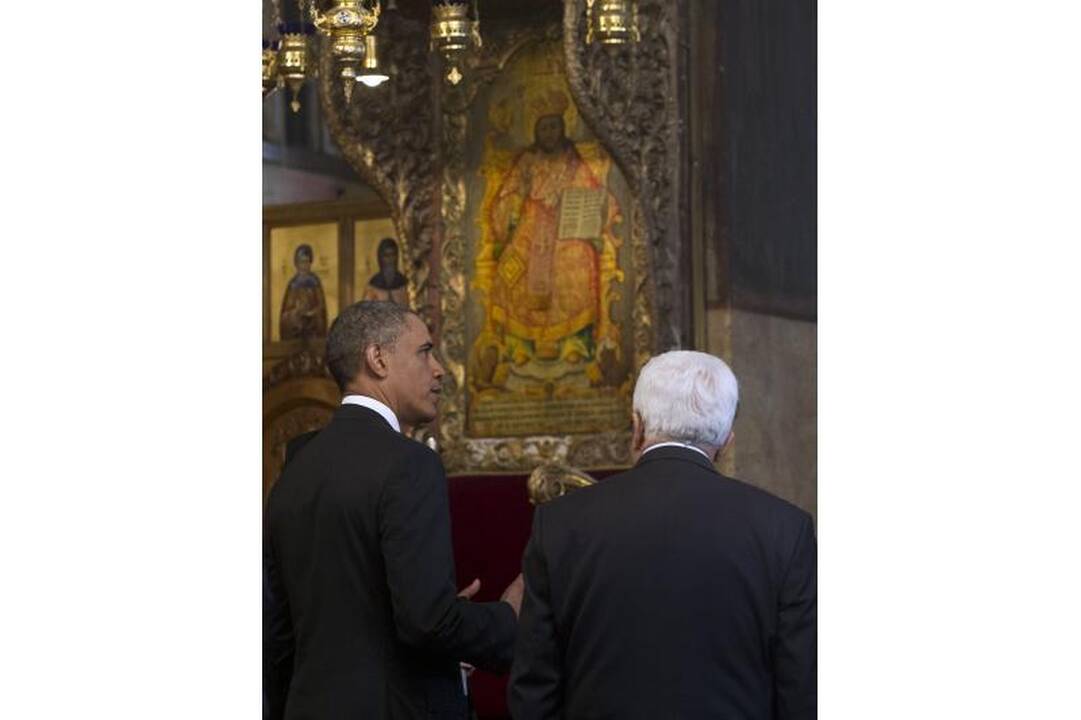 B.Obama aplankė Viešpaties gimimo bažnyčią Betliejuje