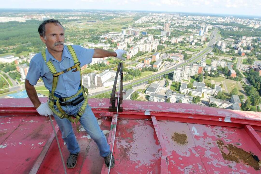 Ant Vilniaus TV bokšto užkeltas krepšinio krepšys
