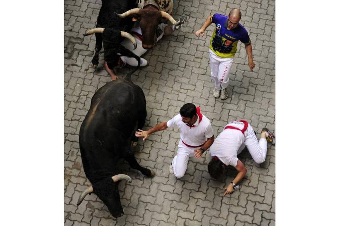 Pamplona: antrąją bulių bėgimo dieną subadytas australas 