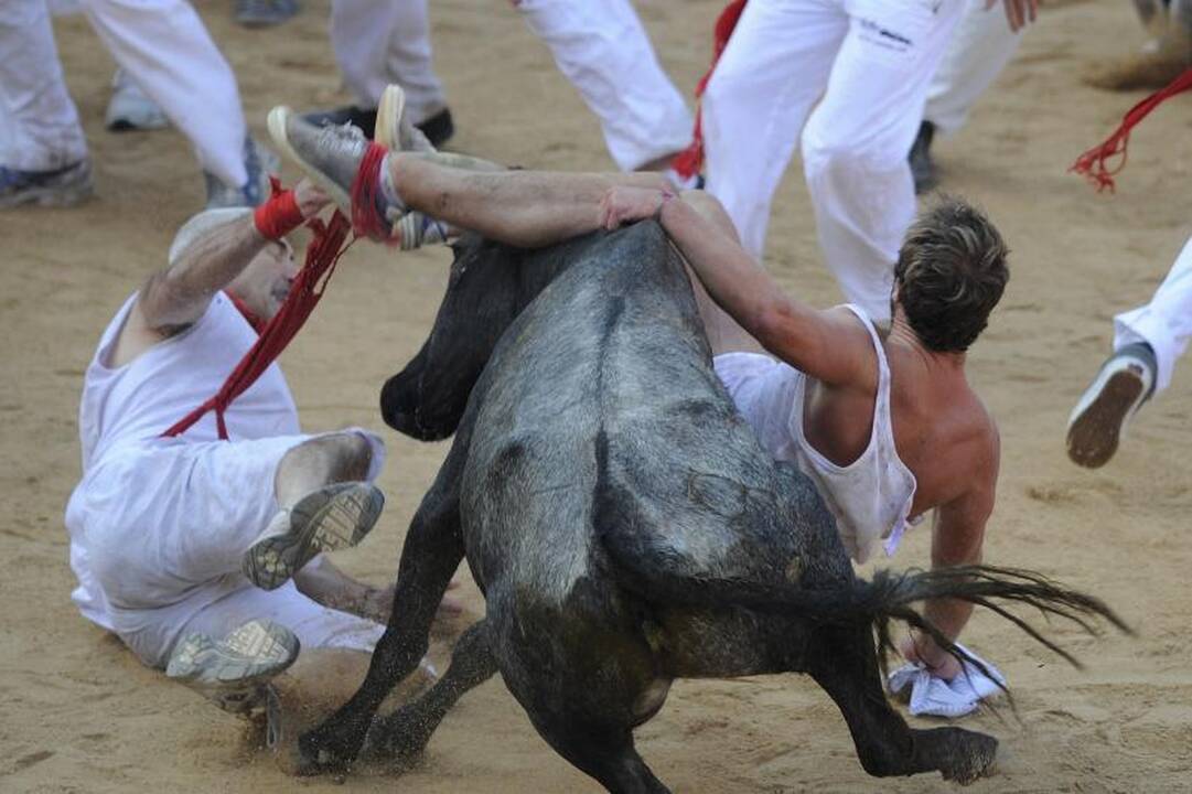 Pamplona: antrąją bulių bėgimo dieną subadytas australas 