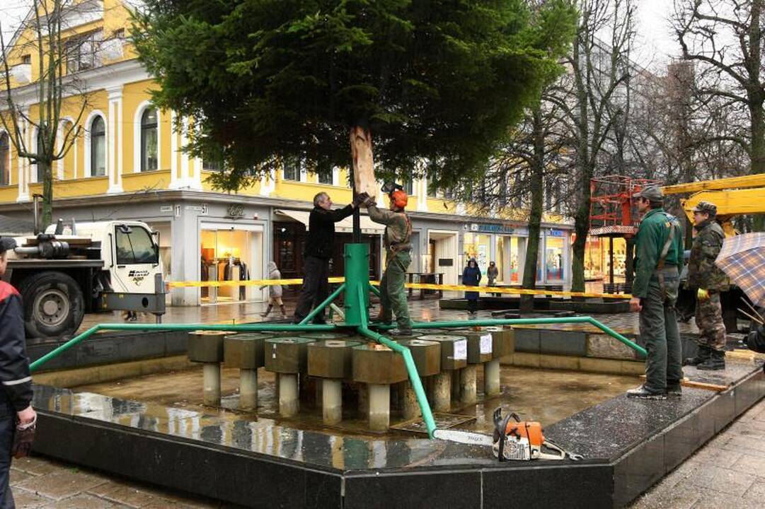 Dėl kalėdinių eglių Romainiuose ir Aleksote teko atjungti elektrą