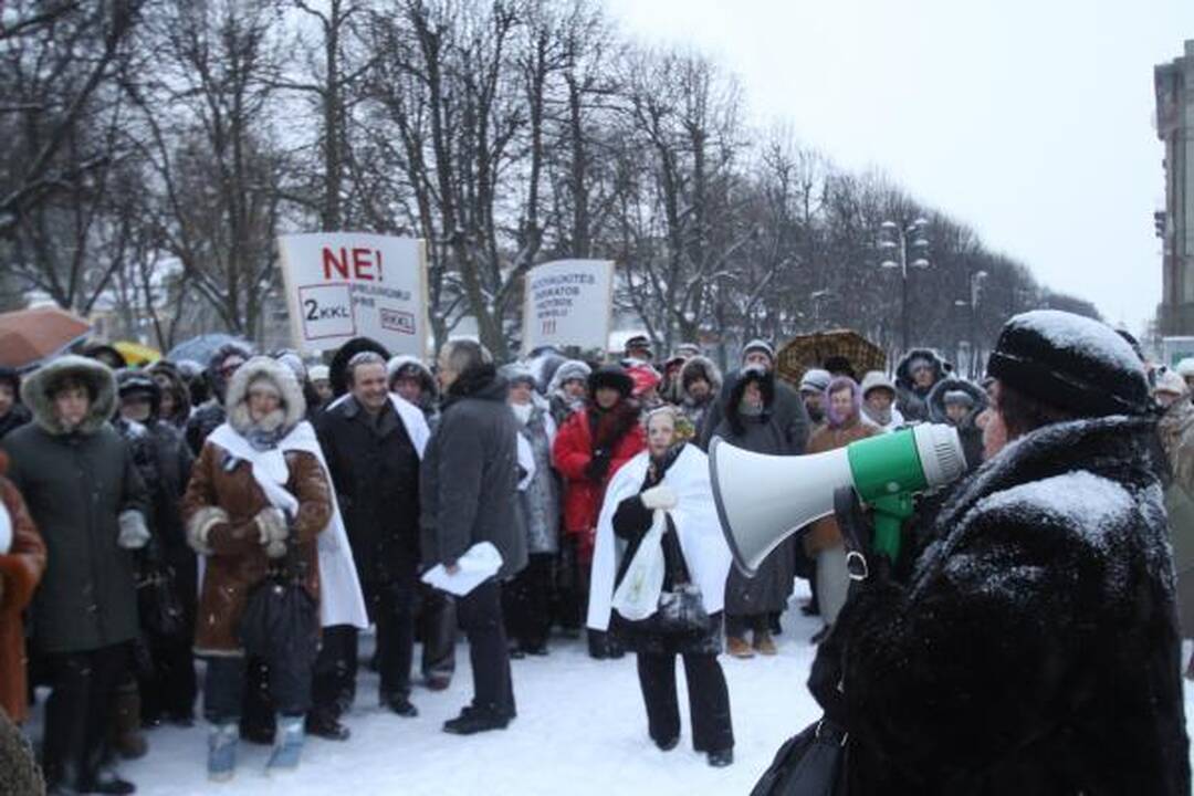 Medikai vėl protestavo prieš ligoninių sujungimą