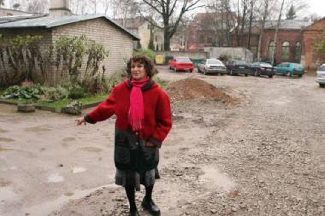 Priežastis: R.Gabrėnaitė įsitikinusi, kad, nutiesus kelią, visas kiemo vanduo subėgs prie laiptinių durų.