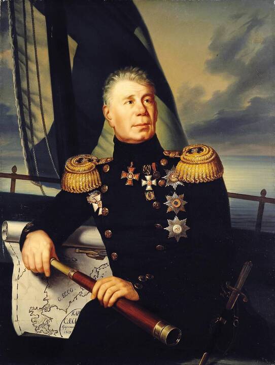 Patirtis: kovinį krikštą A.J.Kruzensternas gavo Revelio jūrų mūšyje 1790 m. gegužės 2 d.
