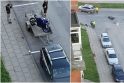 Smūgis: Mogiliovo ir Lūžų gatvių sankryžoje nuolat įvyksta smulkių eismo įvykių, tačiau šį kartą motociklo vairuotoją jau teko vežti į ligoninę.