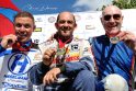 Trofėjai: motorlaivių F2 pasaulio čempionato medalius išsidalijo (iš kairės) E.Riabko, D.Benavente ir O.Jelfas.