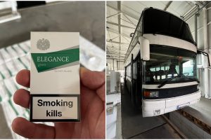 Muitininkai keleiviniame autobuse aptiko kontrabandinių cigarečių slėptuvę