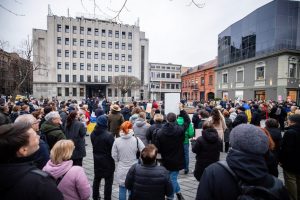 Protestas – po atostogaujančio Kauno mero kabineto langais  