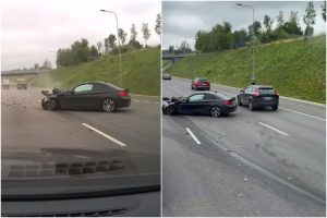 Vilniaus Vakariniame aplinkkelyje – BMW ir sunkvežimio avarija