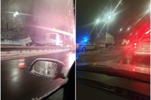 Vilniuje į atitvarus ir stulpą rėžėsi vilkikas