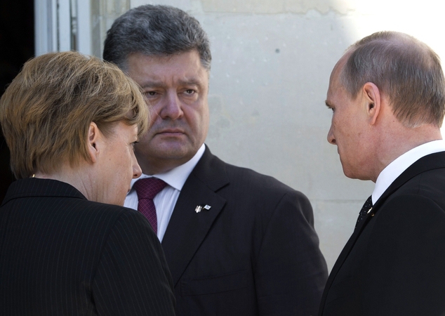 Angela Merkel, Petro Porošenka ir Vladimiras Putinas