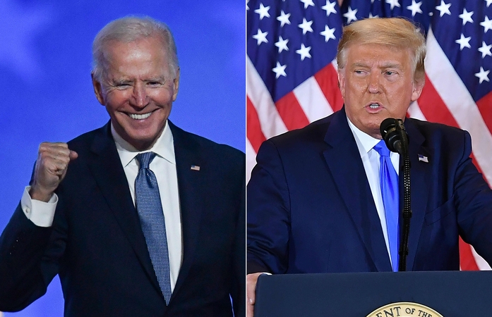 J. Bideno stovykla: D. Trumpo bandymai sustabdyti balsų skaičiavimą – „šokiruojantys“