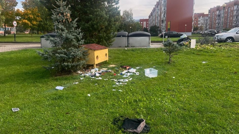 Nerado: kas galėjo išmėtyti popierius, į rankinę panašų daiktą, plastikinę dėžę ir kitas atliekas – nežinia, tačiau toks vaizdas miesto tikrai nepuošia.