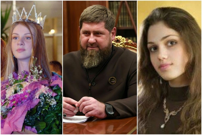 F. Khazuyeva (kairėje), R. Kadyrovas ir Z. Dzhabrailova (dešinėje).