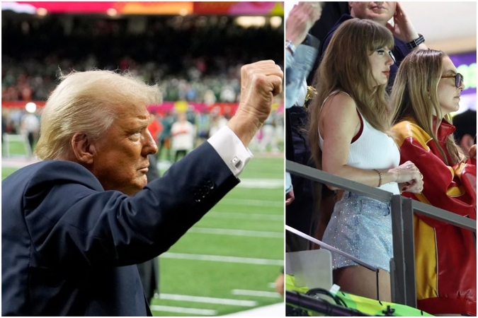 Amerikietiškojo futbolo didžiajame finale entuziastingai sutiktas Trumpas, Taylor Swift – nušvilpta