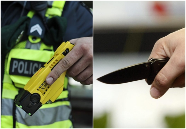 Palangoje policijai teko elektrošoku tramdyti neblaivų ir peiliais ginkluotą vyrą