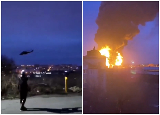 Rusijoje po sraigtasparnių antskrydžio liepsnoja naftos bazė: kaltina Ukrainą