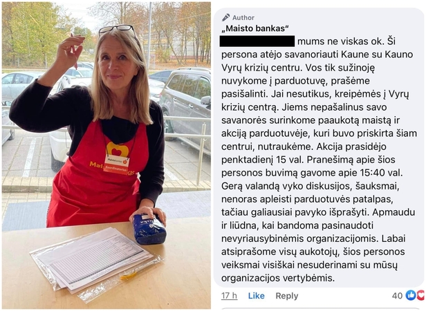 „Maisto bankas“ apie savanoriavusią E. Švenčionienę: šaukė, nenorėjo, bet pavyko išprašyti