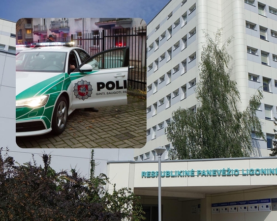 Panevėžietei nepatiko durys: sugadinusi ligoninės, ėmėsi policijos automobilio durų