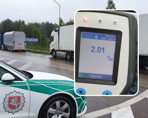 Per kelias valandas sustabdė net šešis girtus vilkikų vairuotojus: vienas jų siūlė ir kyšį