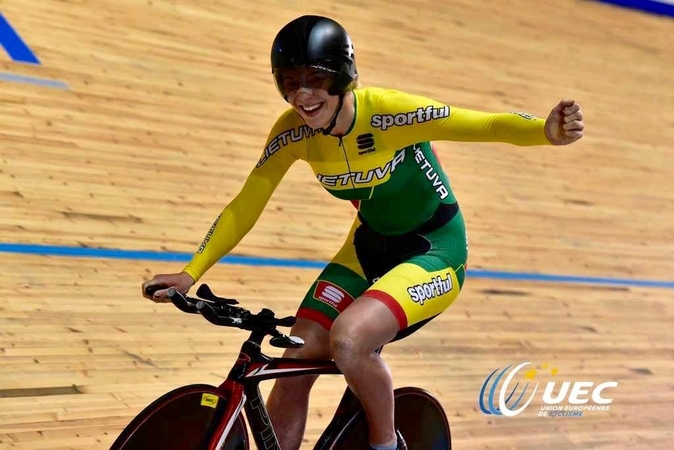 Dviratininkė O. Baleišytė – Europos jaunių treko pirmenybių čempionė