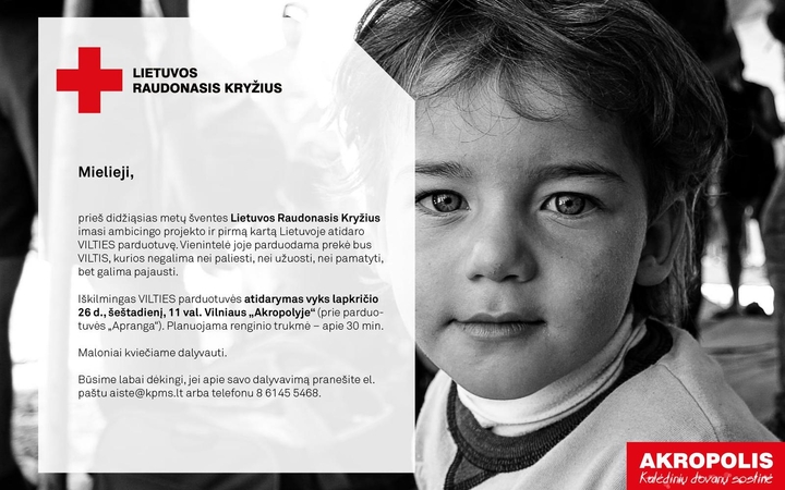 Raudonojo Kryžiaus parduotuvės prekiaus viltimi