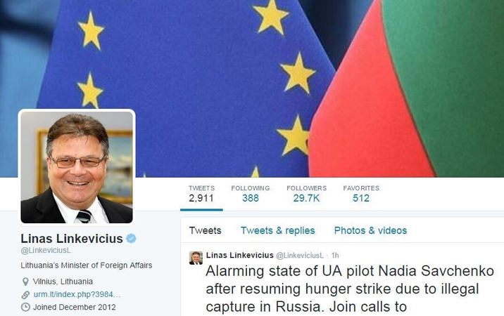 Lietuvos URM „Twitter“ paskyra – tarp šešių geriausių