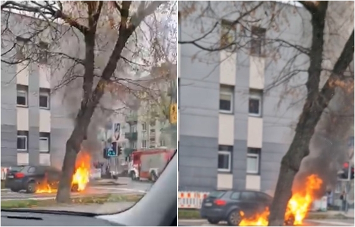 Vilniuje viduryje gatvės automobilis virto ugnies fakelu