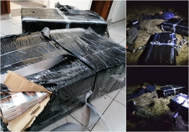 Pasieniečiams įtarimų sukėlė du vyrai: jų ryšuliuose – 2 tūkst. pakelių kontrabandinių cigarečių