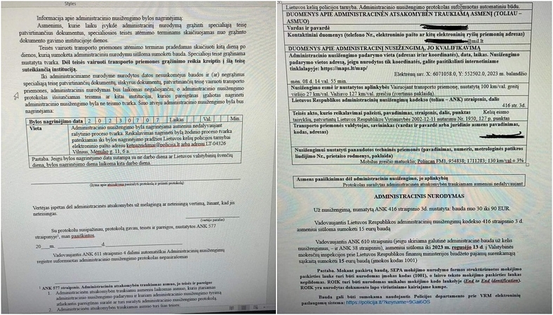 Apgaulė: policija gyventojus ragina skaityti gaunamus dokumentus, o baudą už viršytą greitį verta mokėti tik įsitikinus, kad protokolas tikras.