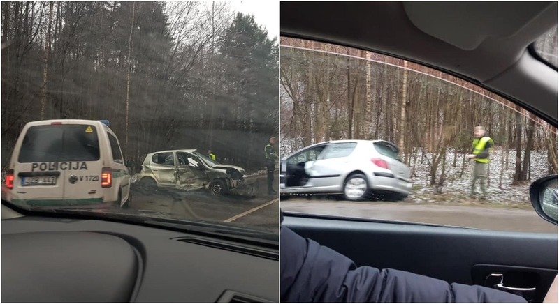 Po susidūrimo Vilniuje į šalikelę nuriedėjo automobilis: prireikė medikų